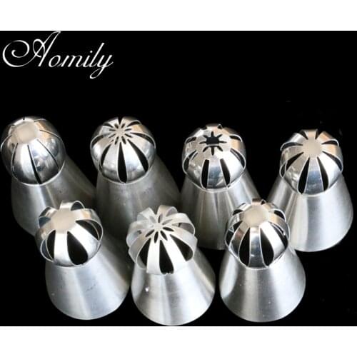 Amoliy 7Pcs Big Size Russian Pastry Icing Piping Torch Nozzles Decorating Tip Cake Cupcake Moldes Para Reposteria Bakery Tools
