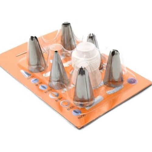 7 In 1 DIY Cake Decorating Tips Set Silicone Icing Piping Cream Pastry Bag 6 Stainless Steel Nozzle Set