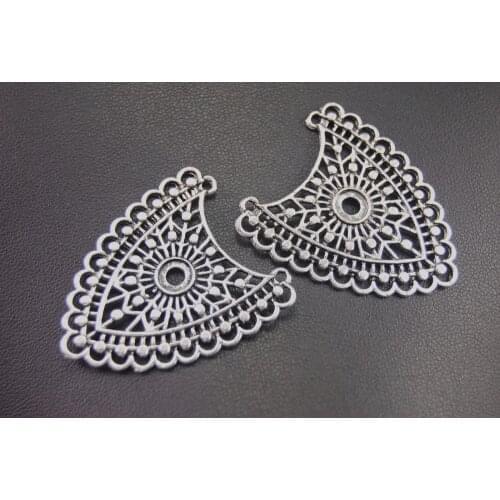 8pcs Silver Color Hollow Flower Of Plant Charm Pendants Handmade Jewelry Accessories Making Fit Bracelet DIY A1937