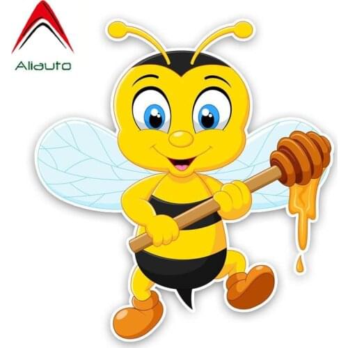 Aliauto Fuuny Bees Car Sticker Are Making Honey Cartoon PVC Decal for Hyundai Nissan Smart Mini Mazda Peugeot ,14CM*15CM