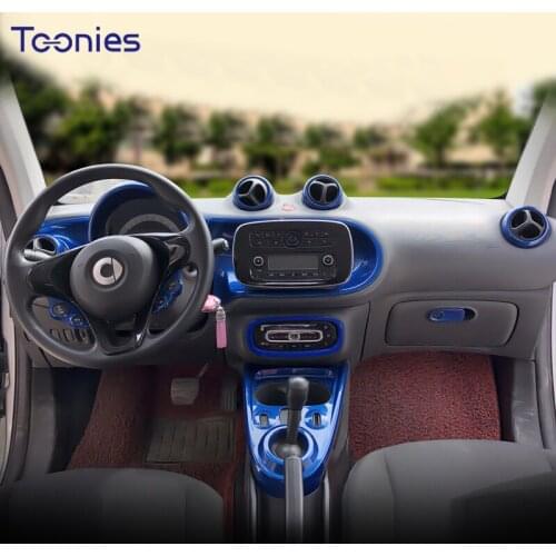 Car interior ABS plastic blue decoration cover For Mercedes the new Smart 453 Fortwo forfour 2015-2020 modification Accessories
