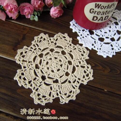 Free shipping cotton crochet lace doilies for home decor with flower for wedding lace felt coaster placemat tablware accessories