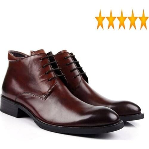 Safety Men Genuine Work Leather Ankle Autumn Winter Black Brown Luxury Designer Dress Boots Lace Up Business Man Footwear