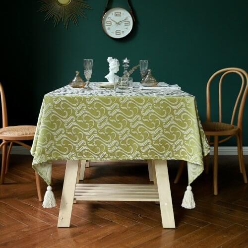 Cotton Cat Jacquard Tablecloths On The Table
