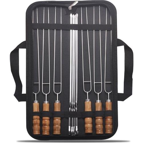 Wooden Handle Barbecue Sign Set Stainless Steel Barbecue Sign Barbecue Sign Flat Iron Sign Round Pin Barbecue Appliances