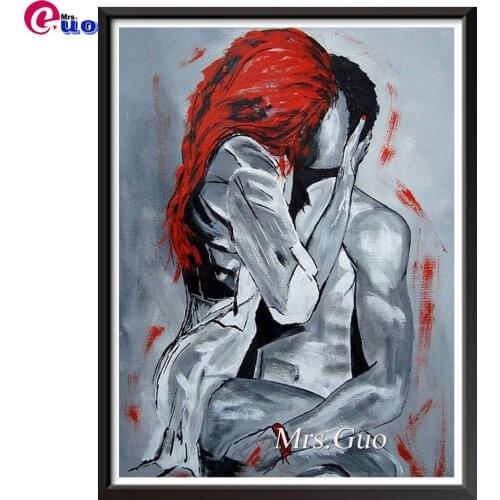 Diy 5d Diamond Painting Cross Stitch Square Round Rhinestone Diamond Mosaic Beaded Embroidery Abstract Couple Bedroom Decoration