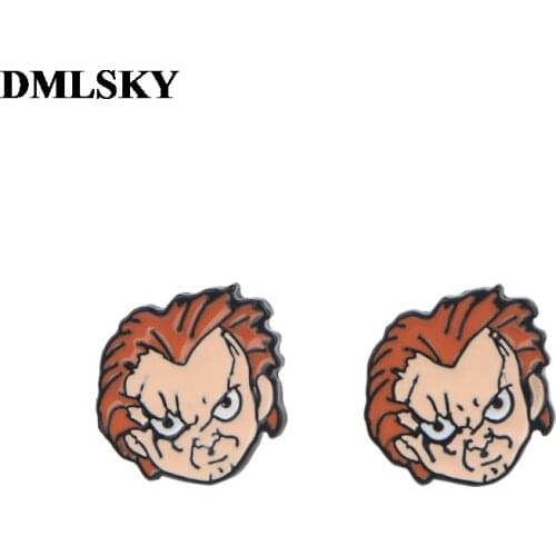 DMLSKY Childs Play horror Stud Earrings Cartoon Earrings Jewelry Prevent allergy Stud Earring Pendant for Girls Cute Gift M3894