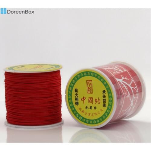 Doreen Box Terylene Cord Chinese Knot Red Color FOR DIY Jewelry Making 1mm Dia.,1 Roll(90M/Roll) (B22527)