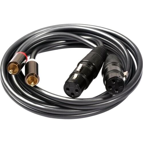Dual RCA Coaxial Audio Cable to 2 XLR Male Female Plug Coax Adapter Professional Plated Video Wire