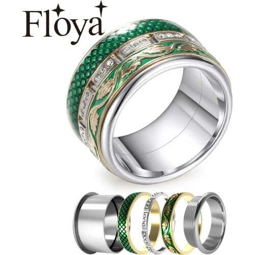 Floya Boho Stainless Steel Band Ring Women Latest Layered Interchangeable Accessories Femme Bijoux