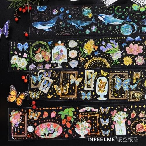 Foil Gold Whale Flowers Washi Tape Diy Japanese Masking Tape Supplies Set