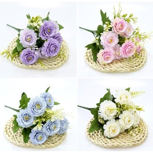 Artificial flowers white silk peony roses wedding party home garden decoration bridal bouquet DIY craft wreath accessories fake