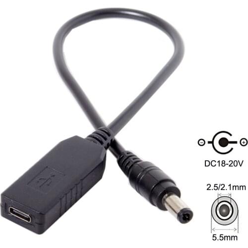 Cablecc USB 3.1 Type C USB-C to DC 20V 5.5 2.5mm & 2.1mm Power Plug PD Emulator Trigger Charged Cable for Laptop Black