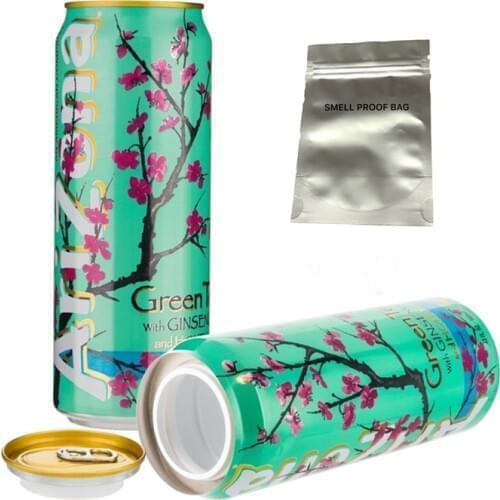 Green tea stash can Diversion Safe Orangeade can Hidden Safe Random flavor with a food grade smell proof bag