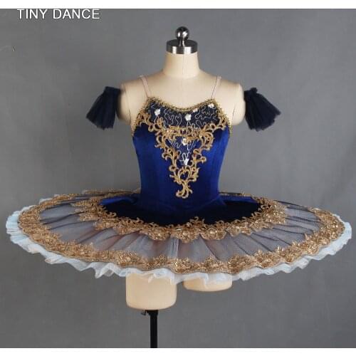 TINY DANCE Professional Ballet Costume Solo Dance Tutu Dress Royal Blue Velvet Bodice with 7 Layers of Pancake Skirts BLL419