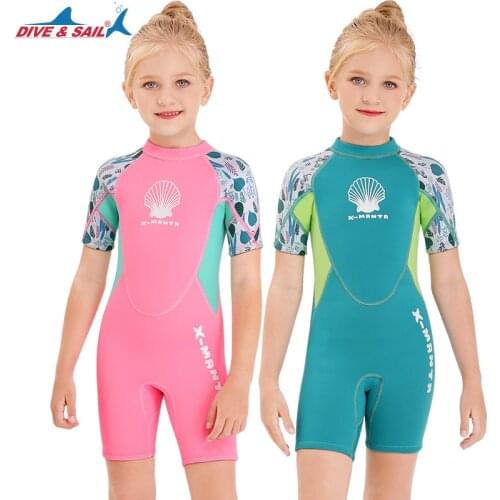 DIVE&SAIL Girl 2.5mm Neoprene Swimwear Wetsuit Wet Suit Swimsuit Diving Jump Suits Drifting Jellyfish Suit Children Bathing Suit
