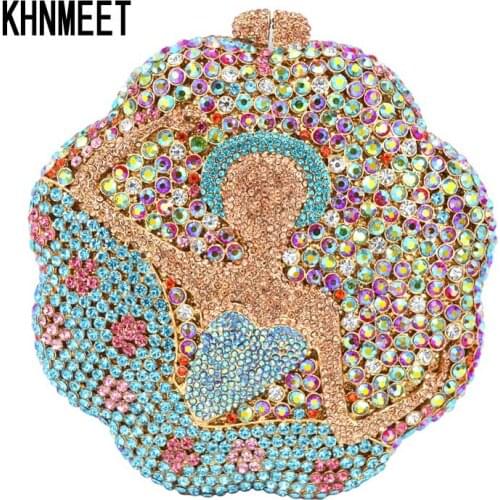 LaiSC luxury crystal evenig bag girl pattern korean style pochette party day clutch purse women bridal wedding clutch bags SC169