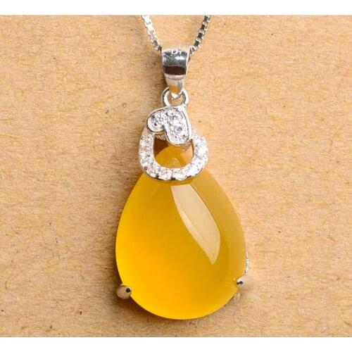 Fashion Necklace Yellow Pendant crystal Silver Clavicle Birthday Gift