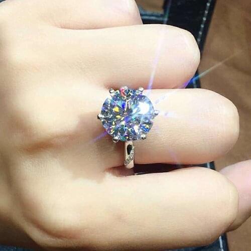 Fashion Chic Bling Carats Crystal Zircon Diamonds Rings for Women Men Silver White Gold PT950 Color Jewelry Couple Wedding Bands