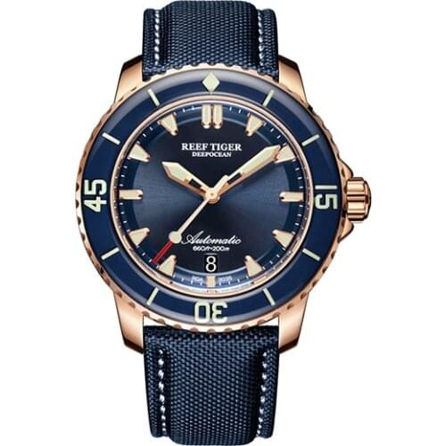 Reef Tiger Aurora Serier RGA3035 Men 200M Waterproof With Super Luminous Single Calendar Automatic Mechanical Wrist Watch