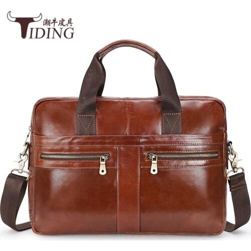 Man Briefcases Shoulder Crossbody Casual Tote Hand Laptop Travel Bags Business Cow Leather Mens Briefcases Bag