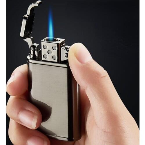 Inflatable Lighter Windproof Blue Flame Personality Retro Creative Mens Metal Direct Welding Torch Smoking Accessories for Weed
