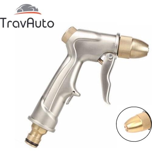 High Pressure Car Wash Water Gun Head Portable Water Spray Gun Brass Nozzle Garden Hose Pipe Lawn Car Wash Pop Cleaning Tool
