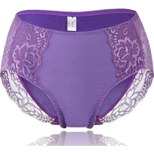 L 2L 3L 4L 5L Plus Size Underwear Womens Underpant Sexy Lingerie Lace Cotton Ultra Thin Mid Waist Panties Briefs