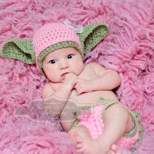 2020 Adorable Infant Pink Elf Costume Baby Drama Character Playing Lovely Girl Knitting Clothing Baby Photography Suit 100 Days