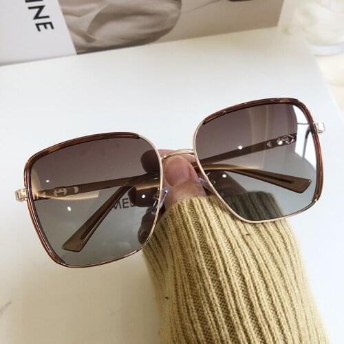 Polarized Women Shades Luxury Designer Square Oversize Sunglasses For Ladies Outdoor Driving Big Gradient Brown Glasses Fashion