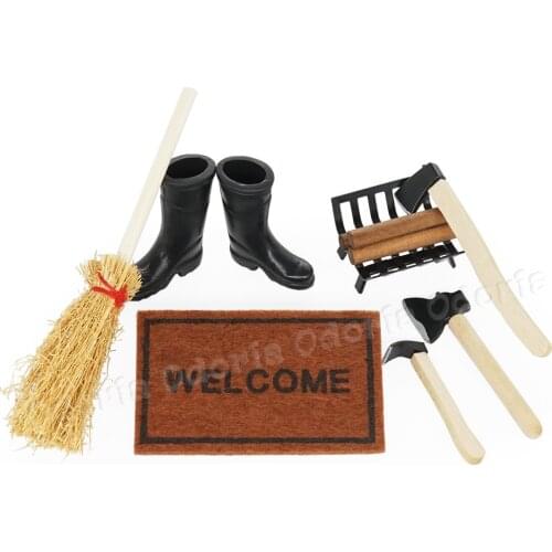 Odoria 1:12 Miniature 3Pcs Felling Axe Set Ax Hatchet Adze for Garden Outdoor Dollhouse Furniture Accessories