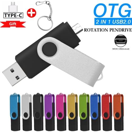 OTG metal 256GB Dual Ports Pendrive 128gb 64gb 8gb 4gb USB Flash Drives usb 2.0 u disk for Android phones Tablets Type-c adapter
