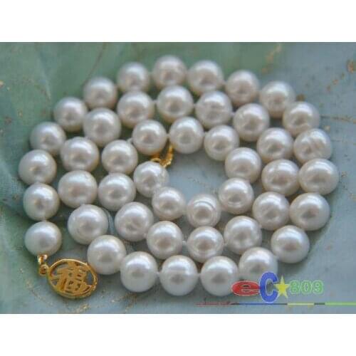 Lustre 17" 10mm white round freshwater cultured pearl necklace