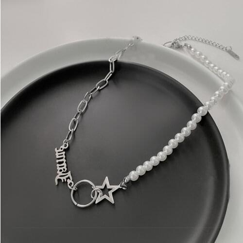 Fashion Asymmetric French Romantic Style Pearl Necklaces Design Bohemian Astral Pendant Clavicle Chain Baroque Wedding Jewelry