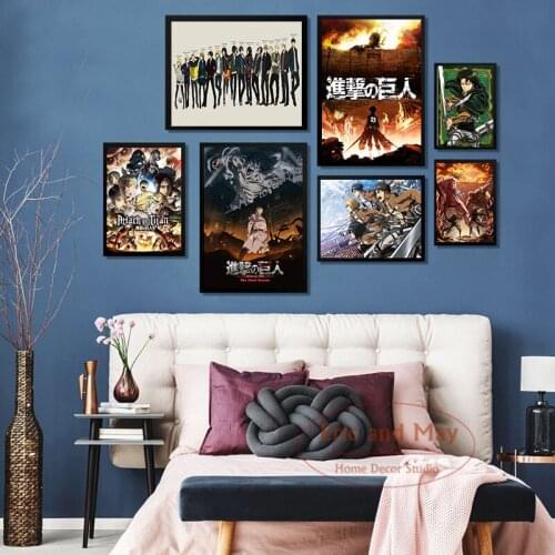 Attack On Titan Hot Japanese Anime Posters And Prints Canvas Painting Pictures On The Wall Nordic Decoration Home Decor Plakat
