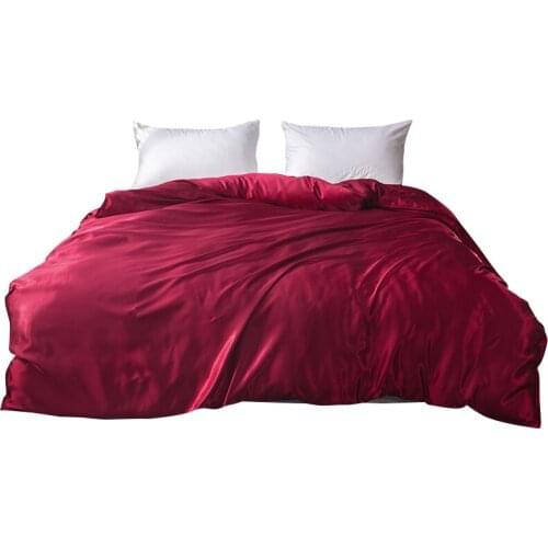 Red Wine Satin Silk Duvet Cover Luxury Women Girl Solid Color Ice Silk Quilt Cover Single Double Twin Full Queen King Bedclothes