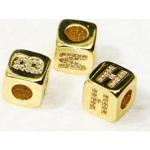 12 Pcs Zircon letter Charms Gold color Cube alphabet charms Accessories for jewelry making zircon pendant gift for lady 50268