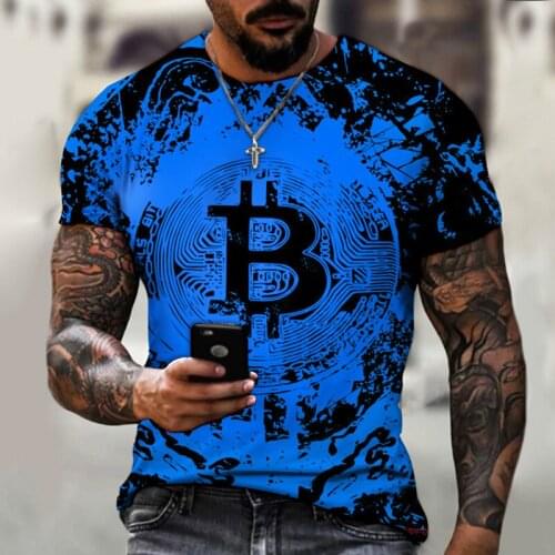 3d Printing Slim Round Neck Pullover Men Casual Streetwear Fashion T-shirt Mens Short-sleeved Loose T-shirt Bitcoin Xxs-6xl