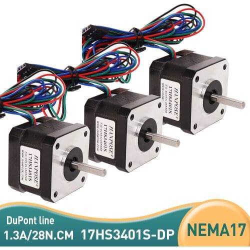 3pcs 42BYGH Step Motor 4-lead 17HS3401S-DP 1.3A 28N.CM Nema17 stepper motor 12v Straight line for 3D printer drive motor