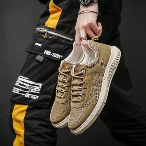 Mens Casual Shoes Fashion Leather Loafers Breathable Mesh Summer Lace-up Comfortable Casual Outdoor Brown Men Luxury Sneakers