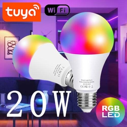 WiFi Or IR Smart Home LED Bulb RGB E27 Lamp Voice Control Color Changes Dimmable Work With Amazon Alexa Google Tuya Smart Life