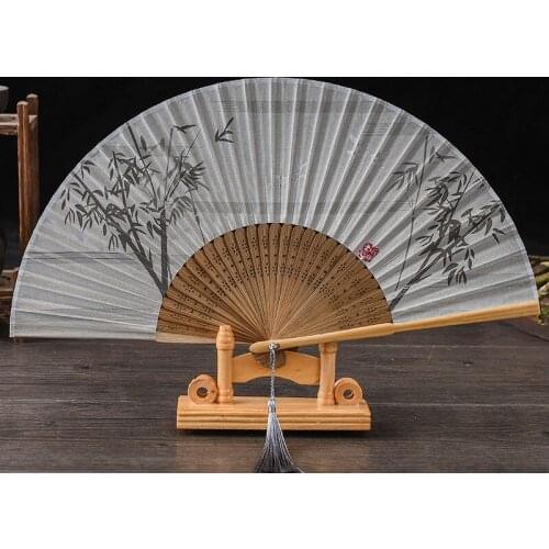 1Pc Vintage Silk Folding Fan Chinese Style Dance Hand Fan Wedding Party Favor Home Ornaments