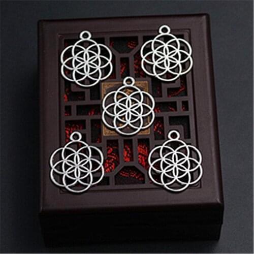 WKOUD 10pcs Silver Color hollow multi-circle styling Glamour Vintage Bracelet Earrings DIY Metal Jewelry Alloy Pendants A1284