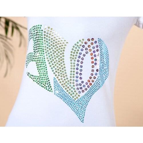 2pc/lot Heart hotfix Sequins motif ,Sequins transfer motif design accessories appliques design hot fix for shirt dress