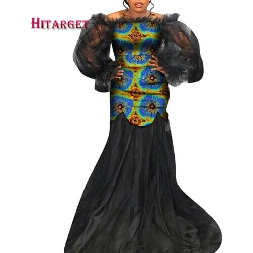 2021 Fashion African Clothes for Sexy Women Dashiki Casual African Print Yarn Dresses Floor Length African Women Dress WY8889