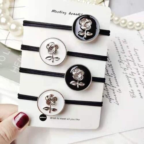 4pc/lot Fahsion Rose Hair Ring Korean Style Small Head Rope Rubber Band Elastic Hair Band Acrylic Girl Hair Accessories Headwear