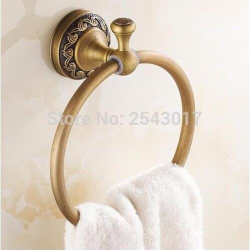 Antique Retro Classic Towel Ring Wall Mounted Towel Holder Bathroom Accessories Hardware Copper Antiek Towel Shelf ZR2204