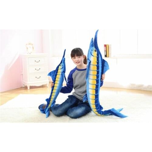 Large cartoon blue tuna plush doll soft throw pillow toy birthday gift h2825