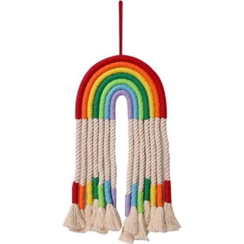 Large Macrame Rainbow Wall Hanging - Cute and Colorful Boho Rainbow Decor Cotton Hand Weave