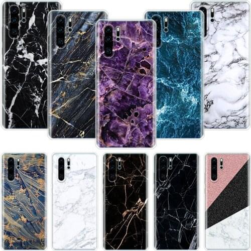 Black Marble Grain Simplicity Phone Case For Huawei Honor 10 9 20 9X 8A 8X 8S 7A 7X Lite Pro 10i 20i Y5 Y6 Y7 Y9 2019 Cover Coqu